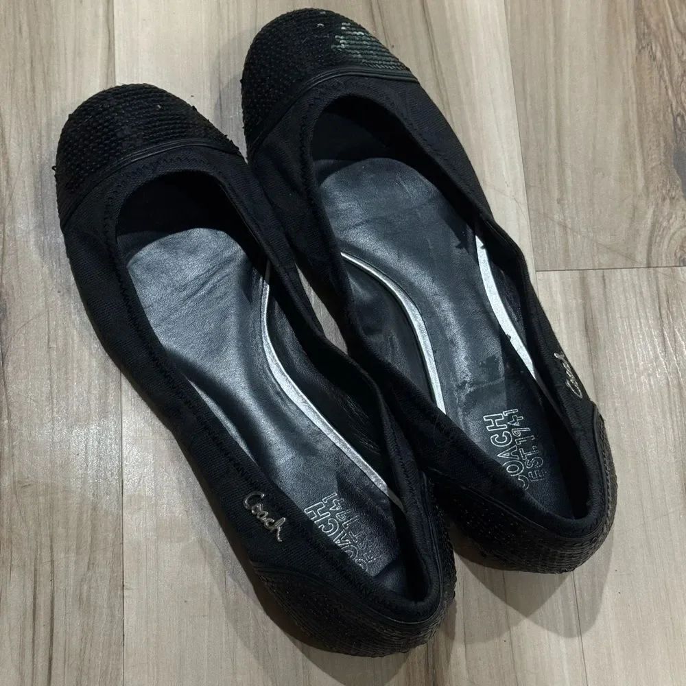 Coach Black Sequined Toes Ballet Flats Shoes Women’s 8.5